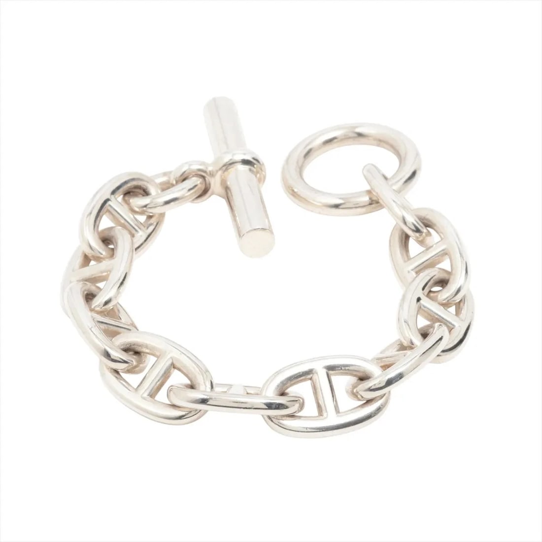 HERMES CHAINE D'ANCRE TGM BRACELET: Hermes Chaine d'Ancre TGM Bracelet Brand: Hermes Type/Style: Bracelet Material: 925, Color: Silver Size: Bracelet length:15 Accessories: None Accessories Notice: When purchasing pre-owned