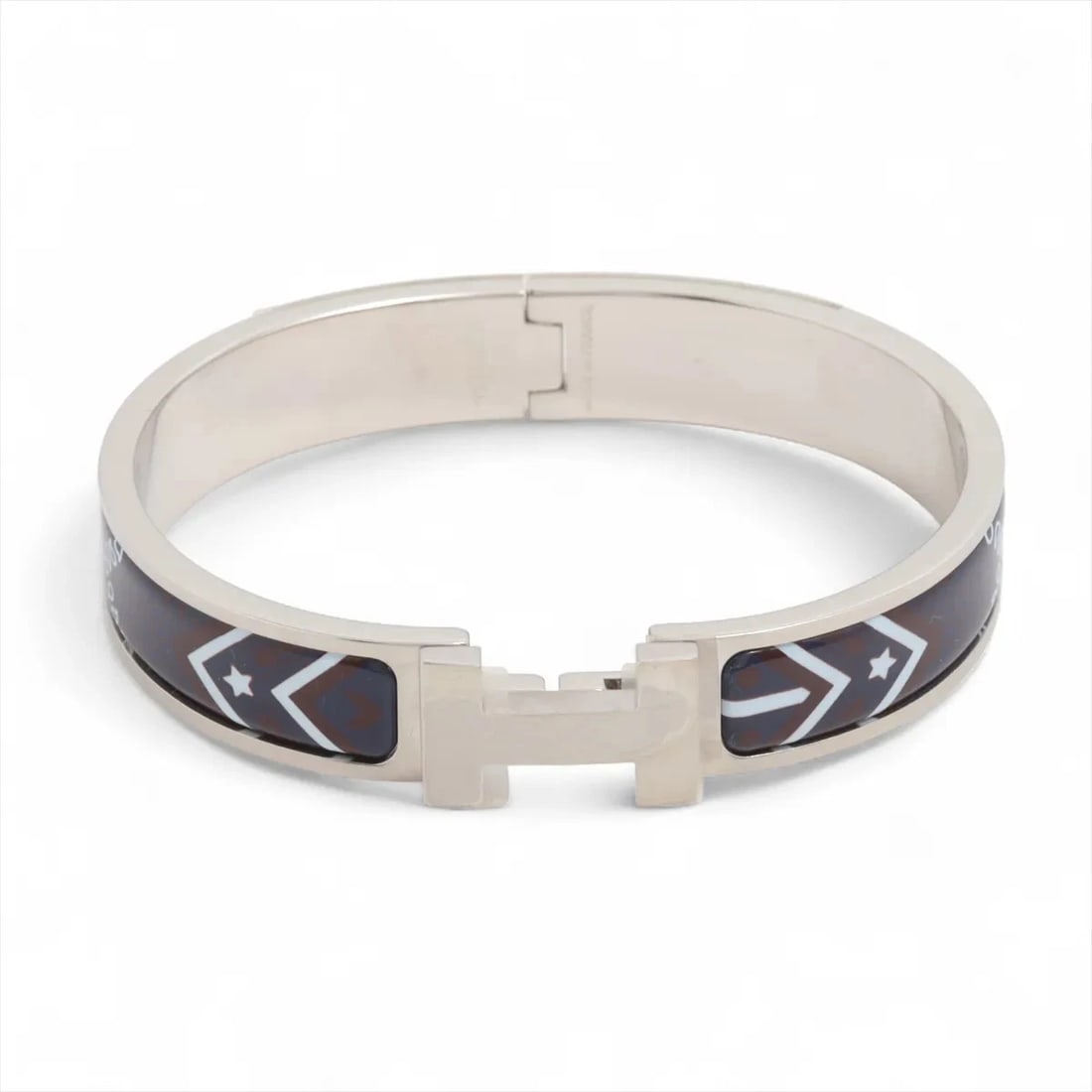 HERMES H BANGLE CLIC CLAC PM BANGLE GP: Hermes H Bangle Clic Clac PM Bangle GP Brand: Hermes Type/Style: Bracelet Material: 925, Color: Silver x navy Size: Bracelet length:16.5 Accessories: None Accessories Notice: When purchasi