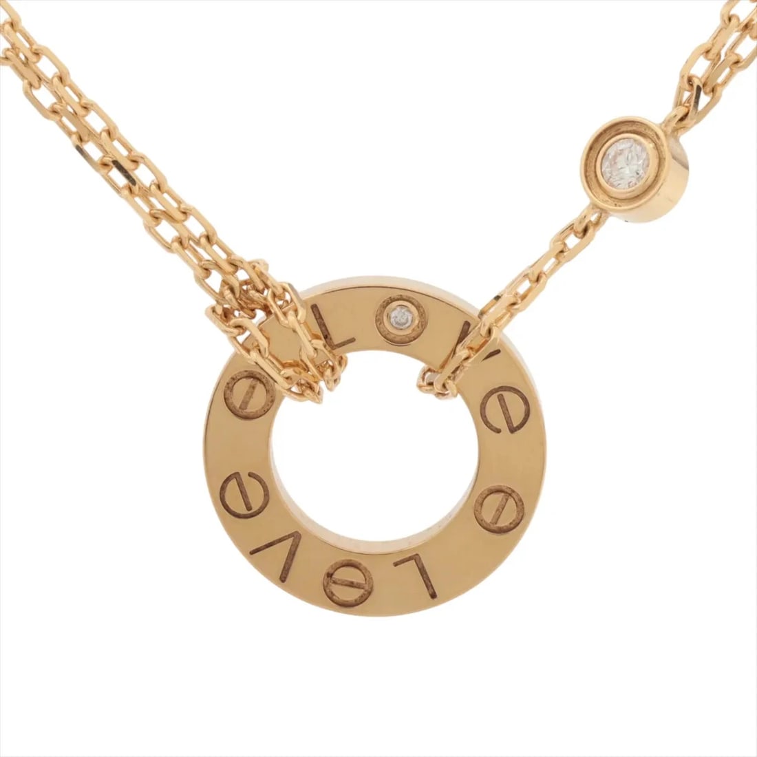 CARTIER LOVE CIRCLE 2P DIAMOND NECKLACE: Cartier Love Circle 2P diamond Necklace Brand: Cartier Type/Style: Necklace Material: 750(YG), Main Stone/Creation Natural Color: YG Size: Size(CM) Chain length:41 Accessories: None