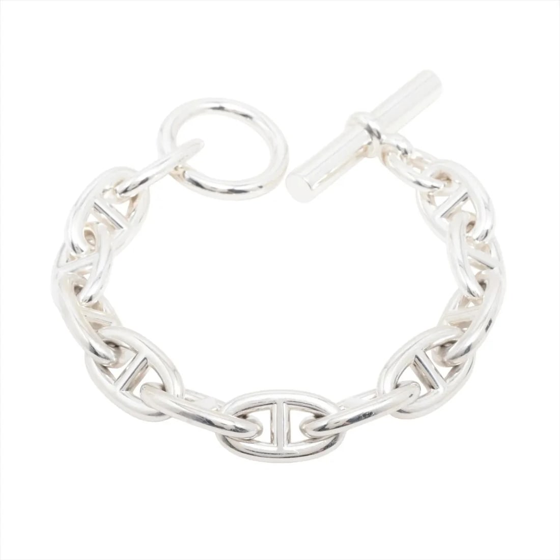 HERMES CHAINE D'ANCRE GM BRACELET: Hermes Chaine d'Ancre GM Bracelet Brand: Hermes Type/Style: Bracelet Material: 925, Color: Silver Size: Bracelet length:15.5 Accessories: None Accessories Notice: When purchasing pre-owned