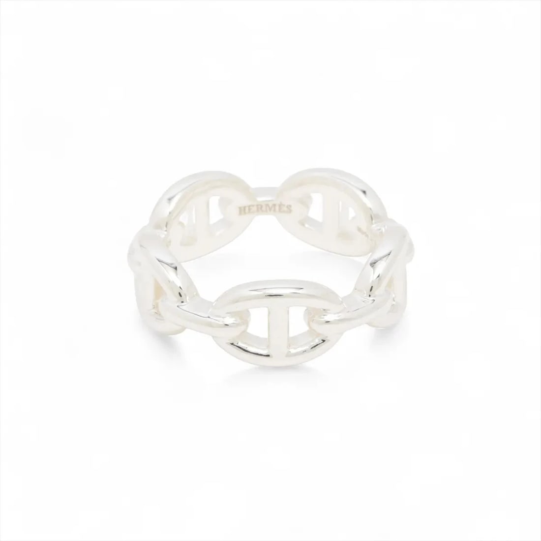 HERMES CHAINE D'ANCRE ENCHAINEE RING: Hermes Chaine d'Ancre Enchainee Ring Brand: Hermes Type/Style: Ring Material: 925, Color: Silver Size: 6.25 - 6.5 US Accessories: None Accessories Notice: When purchasing pre-owned goods,