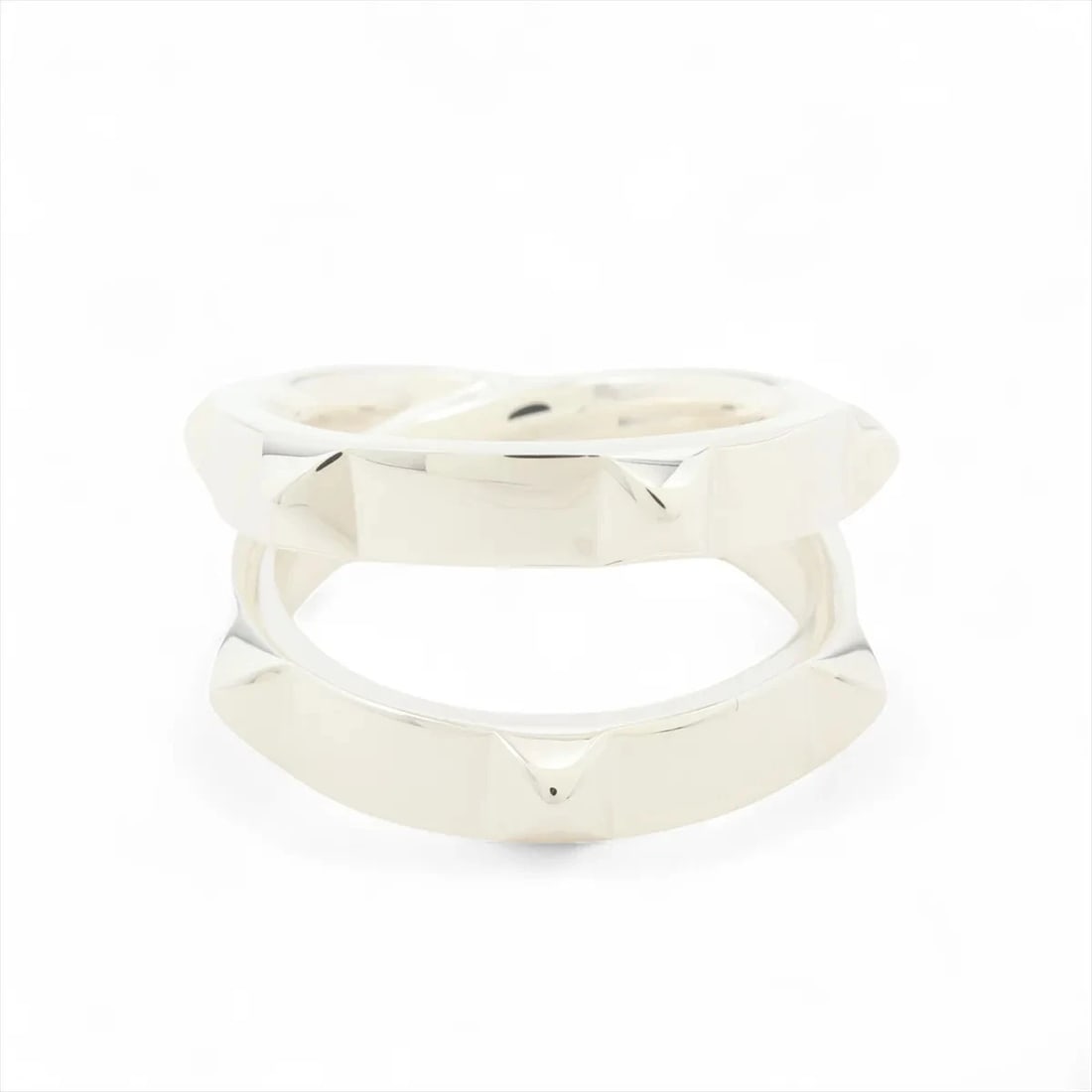 HERMES MINI CREW DOUBLE RING: Hermes mini crew double Ring Brand: Hermes Type/Style: Ring Material: 925, Color: Silver Size: 6.25 - 6.5 US Accessories: None Accessories Notice: When purchasing pre-owned goods, please r