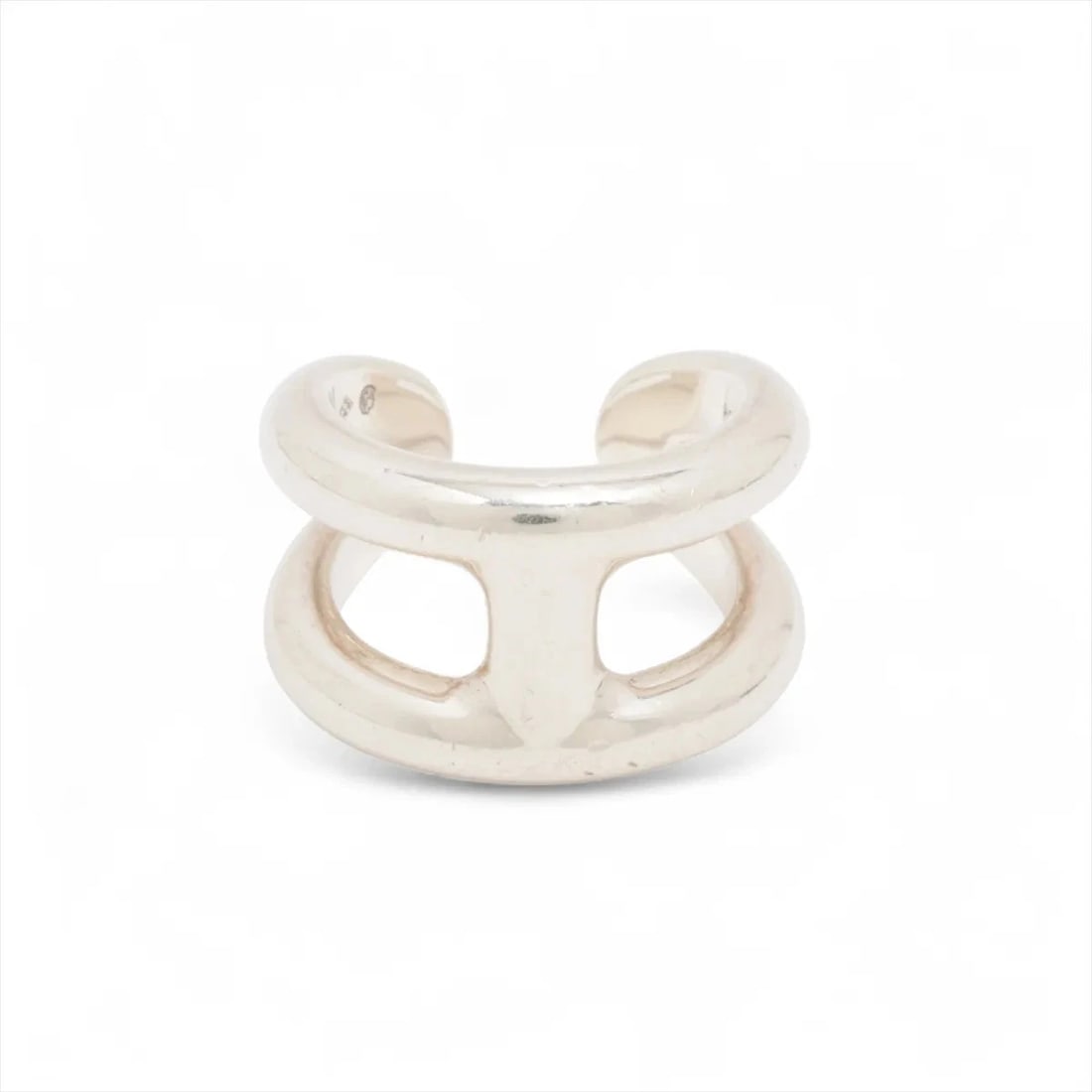 HERMES OSMOZ PM RING 925: Hermes Osmoz PM Ring 925 Brand: Hermes Type/Style: Ring Material: 925, Color: Silver Size: 5.5 - 5.75 US Accessories: None Accessories Notice: When purchasing pre-owned goods, please refer