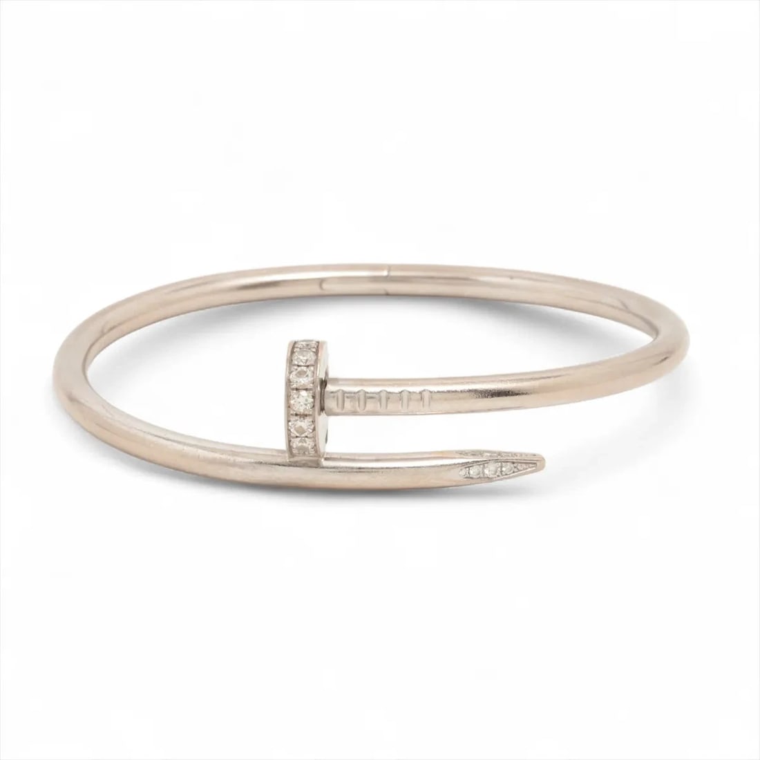 CARTIER JUSTE UN CLOU DIAMOND BRACELET 750(WG): Cartier Juste un Clou diamond Bracelet 750(WG) Brand: Cartier Type/Style: Bracelet Material: 750(WG), Main Stone/Creation Natural Color: Not Specified Size: Size(CM) Bracelet length:15.8 