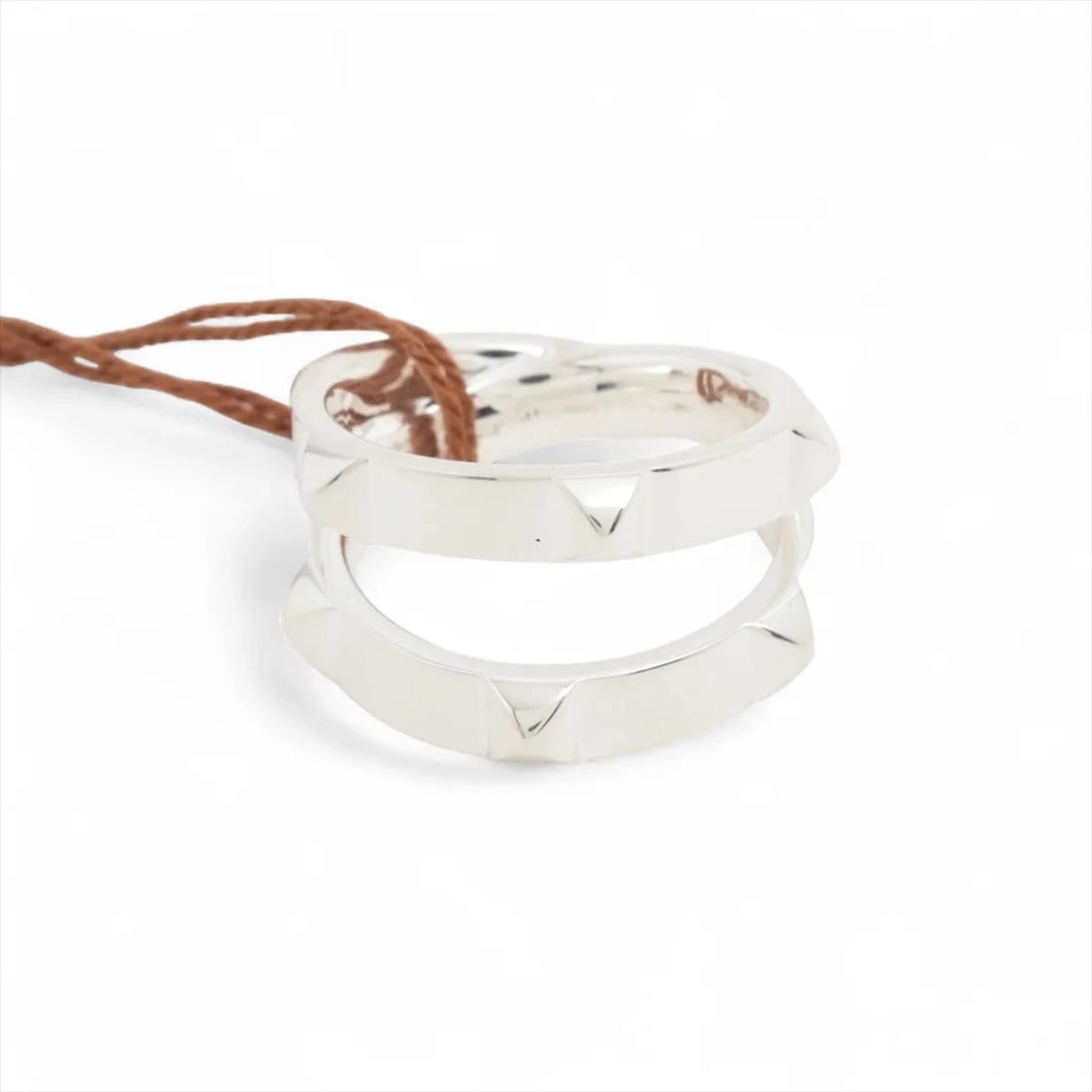 HERMES MINI CREW DOUBLE RING: Hermes mini crew double Ring Brand: Hermes Type/Style: Ring Material: 925, Color: Silver Size: 6.75 - 7 US Accessories: None Accessories Notice: When purchasing pre-owned goods, please ref
