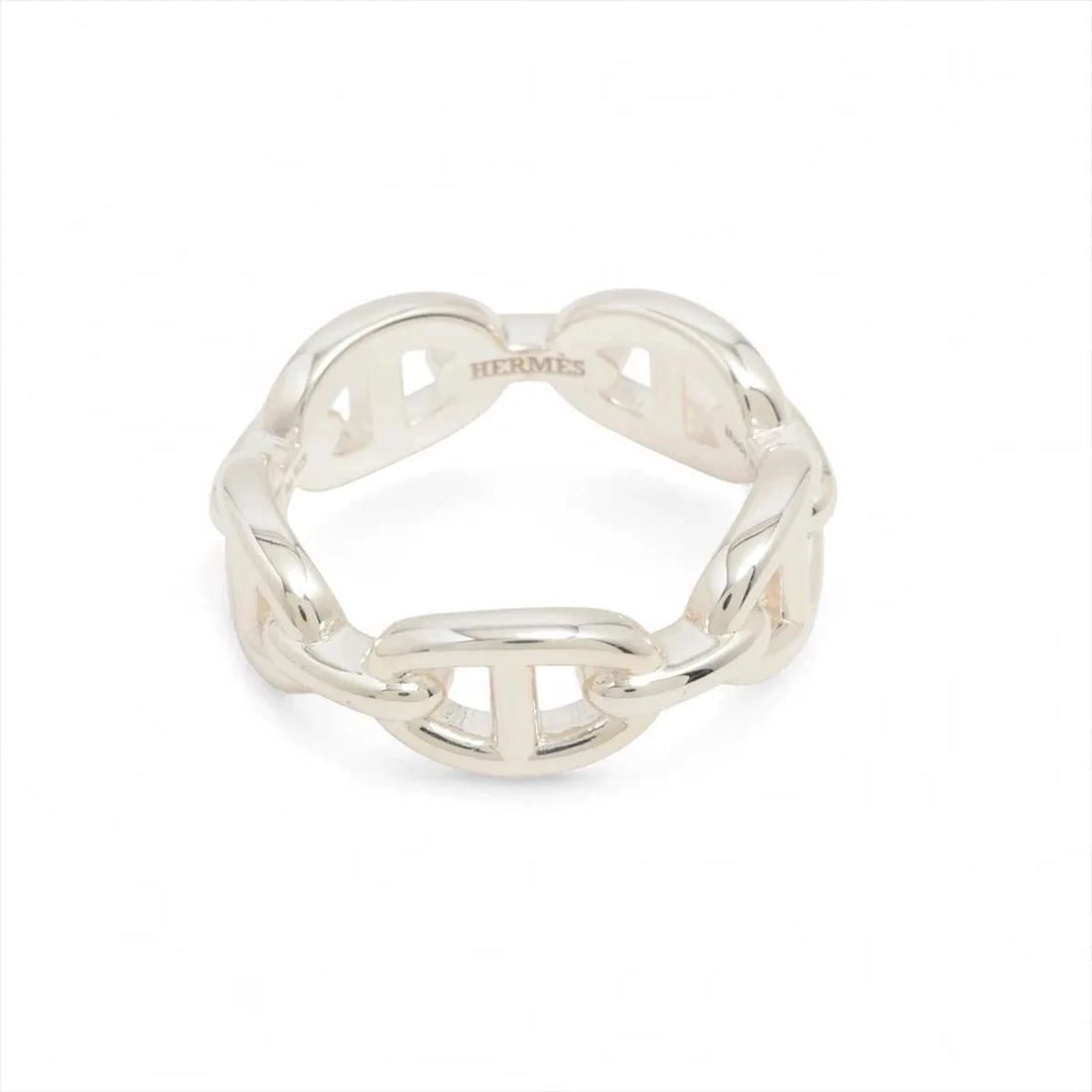 HERMES CHAINE D'ANCRE ENCHAINEE RING: Hermes Chaine d'Ancre Enchainee Ring Brand: Hermes Type/Style: Ring Material: 925, Color: Silver Size: 7.5 US Accessories: None Accessories Notice: When purchasing pre-owned goods, please