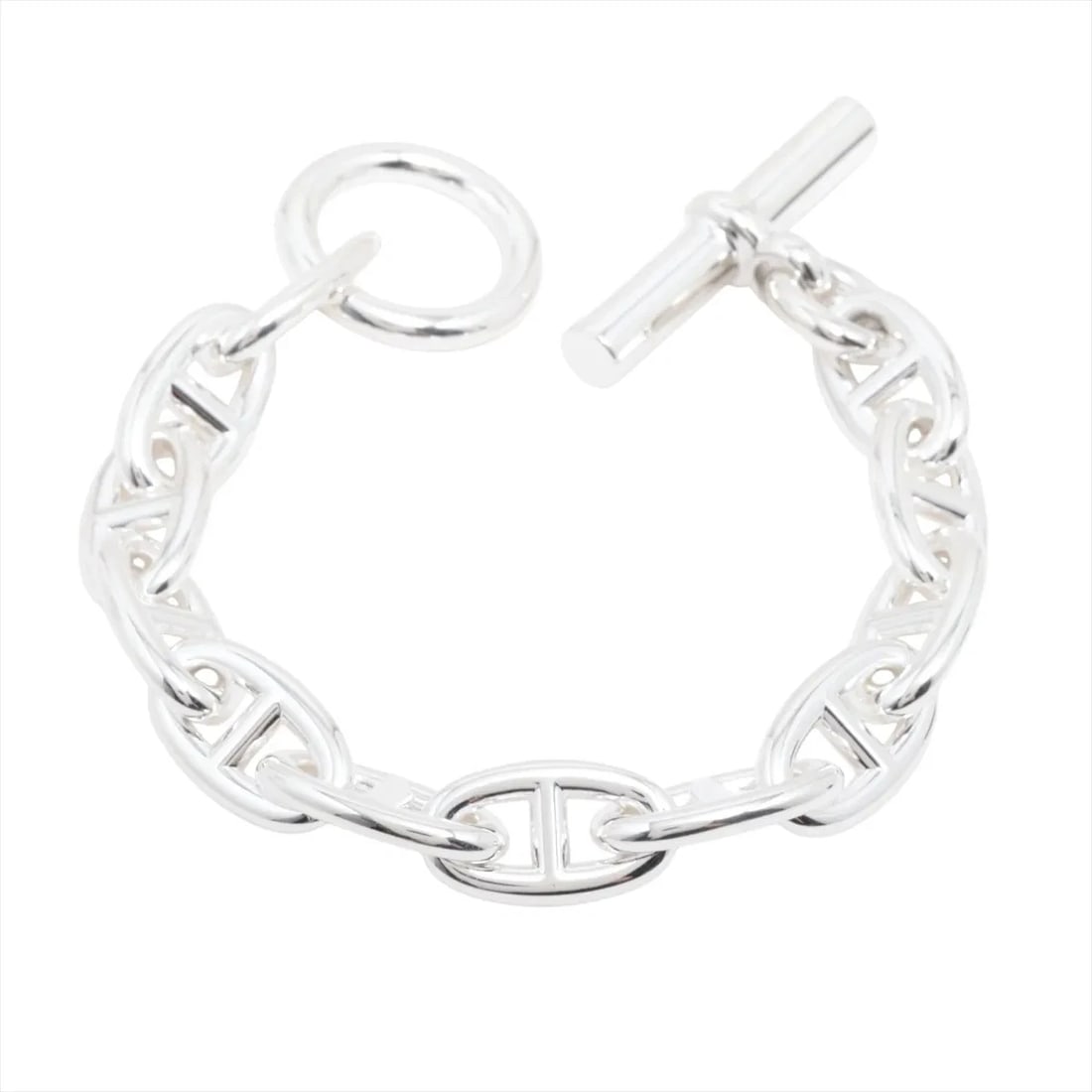 HERMES CHAINE D'ANCRE GM BRACELET: Hermes Chaine d'Ancre GM Bracelet Brand: Hermes Type/Style: Bracelet Material: 925, Color: Silver Size: Bracelet length:16 Accessories: None Accessories Notice: When purchasing pre-owned