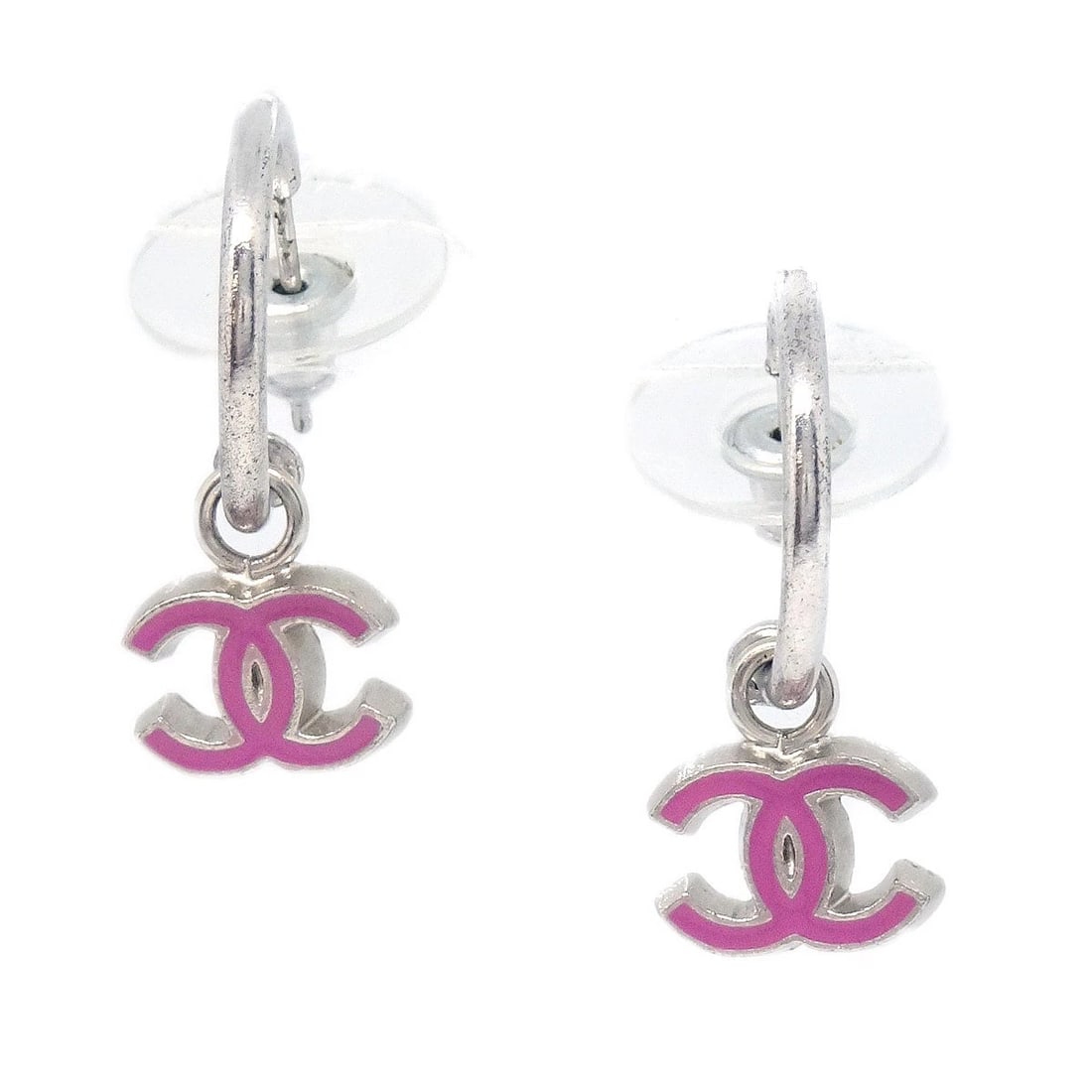CHANEL DANGLE CC PIERCED EARRINGS: Chanel Dangle CC Pierced Earrings Brand: CHANEL Type/Style: Earrings Material: Silver Plated, Color: Silver Size: W 0.8 x H 2.3 cm Accessories: None Accessories Notice: When purchasing