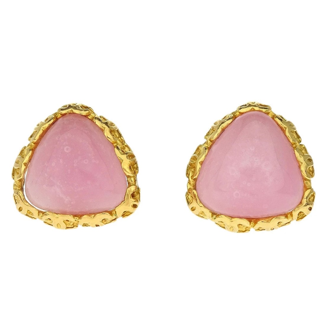 CHANEL GOLD TRIANGLE CLIP-ON EARRINGS: Chanel Gold Triangle Clip-On Earrings Brand: CHANEL Type/Style: Earrings Material: Gold plated, Color: Gold Size: W 2.5 x H 2.4 cm Accessories: None Accessories Notice: When purchasing