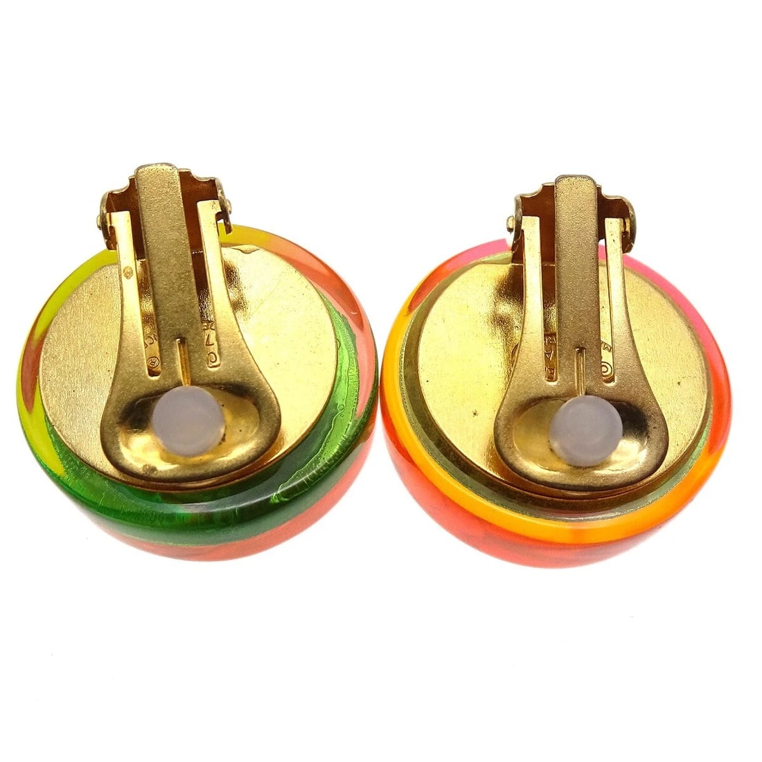 CHANEL BUTTON EARRINGS CLIP-ON MULTICOLOR - 2