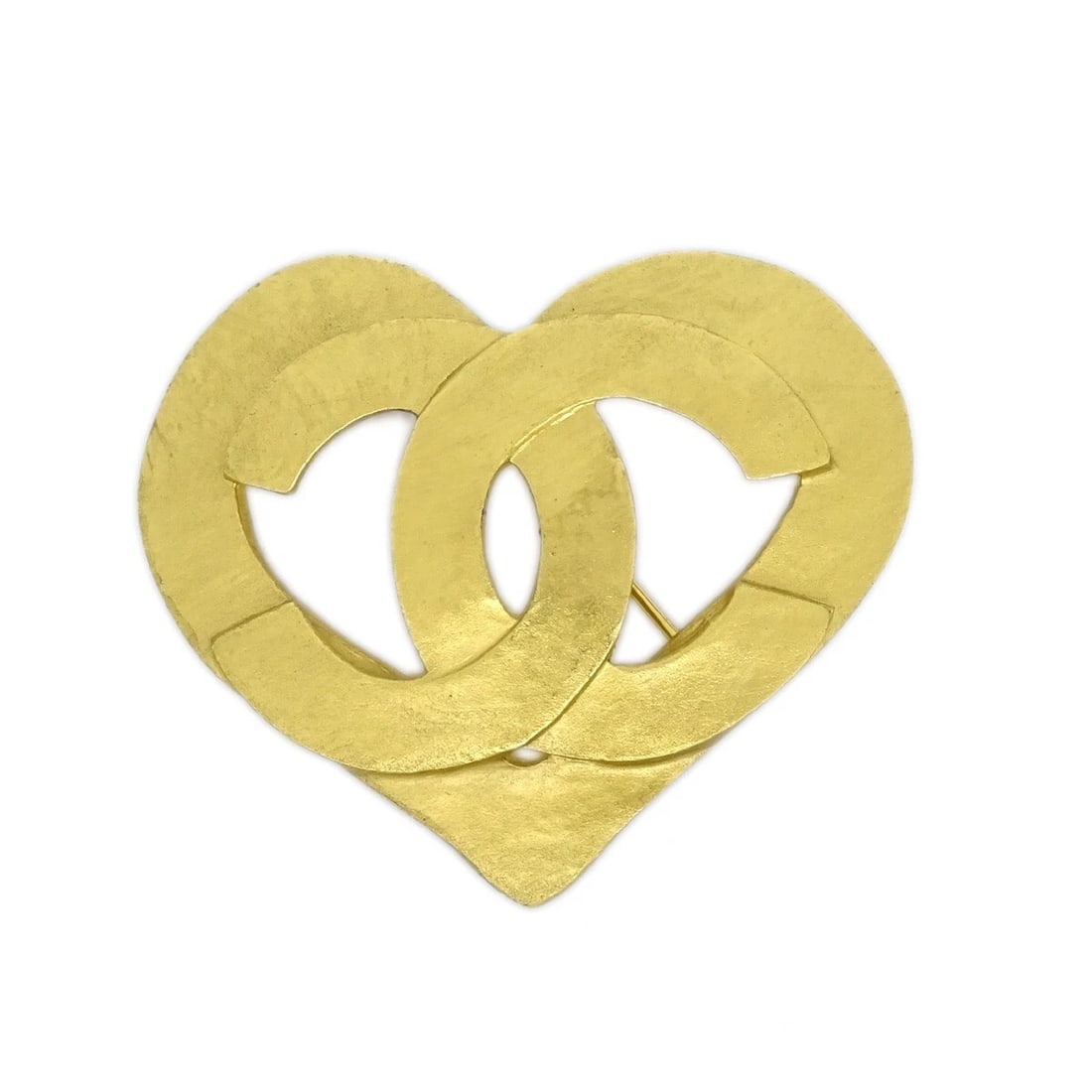 CHANEL HEART BROOCH GOLD (1 of 3)