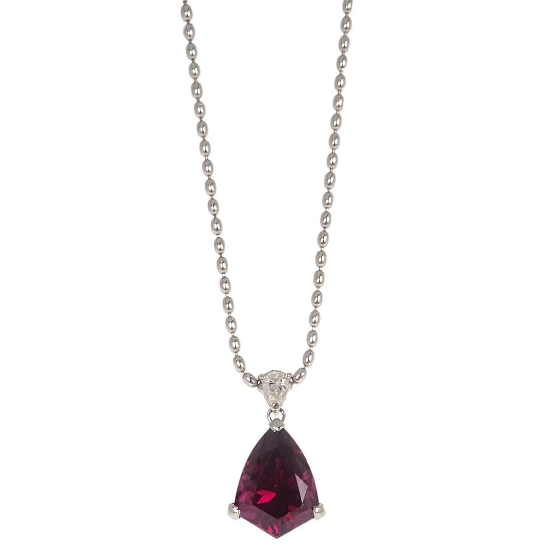 PENDANT NECKLACE PT900 PT750: Pendant Necklace Pt900 Pt750 Brand: No Brand Type/Style: Necklace Material: Pt900, Pt750, Main Stone/Creation Ruby Color: Silver Size: Chain(Overall) : 42.0 cm Top: W 1.0 x H 2.0 cm 