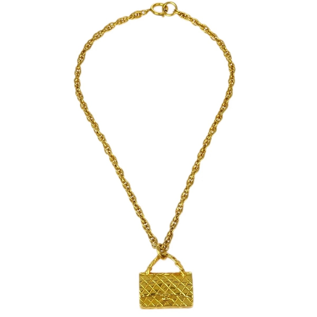 CHANEL BAG CHAIN PENDANT NECKLACE GOLD: Chanel Bag Chain Pendant Necklace Gold Brand: Chanel Type/Style: Necklace Material: Gold plated, Color: Gold Size: Chain(Overall) : 40.0 cm Top : W 3.0 x H 3.0 cm Accessories: None Accesso