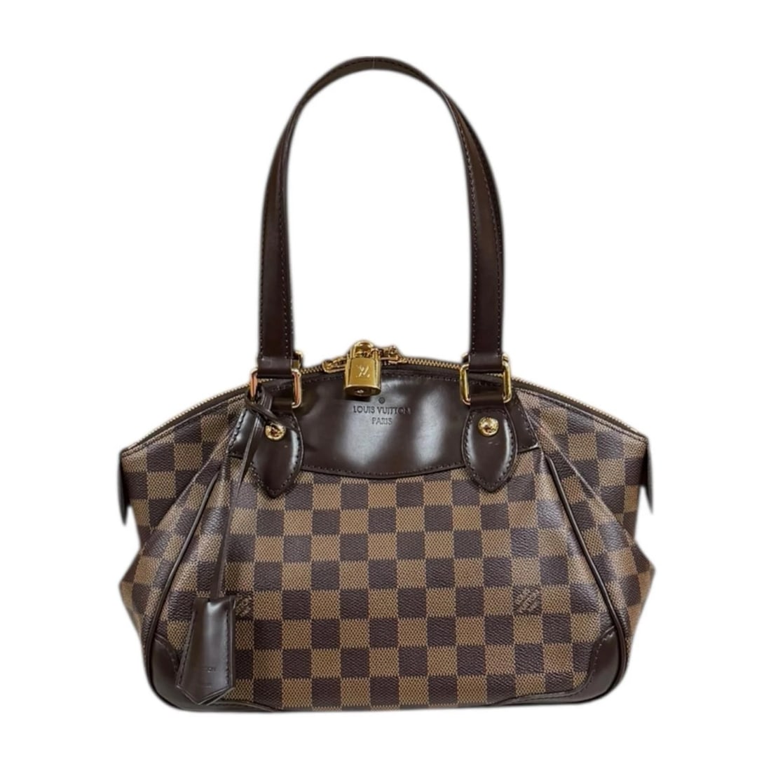 LOUIS VUITTON HANDBAG DAMIER CANVAS: LOUIS VUITTON Handbag Damier canvas Brand: LOUIS VUITTON Type: Handbag Material/Exterior Material: Damier canvas Color/Exterior Color: Brown Size: W10.6 x H7.9 x D5.9inch Handle:17.7inch 