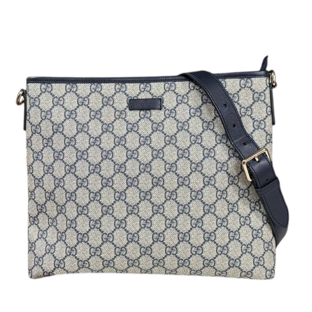 GUCCI SHOULDER BAG CROSS BODY: GUCCI Shoulder Bag Cross Body Brand: GUCCI Type: Shoulder Bag Material/Exterior Material: GG Supreme Canvas Color/Exterior Color: beige / Navy Size: W11.4 x H9.4 x D2.0inch Shoulder:43.3inch 
