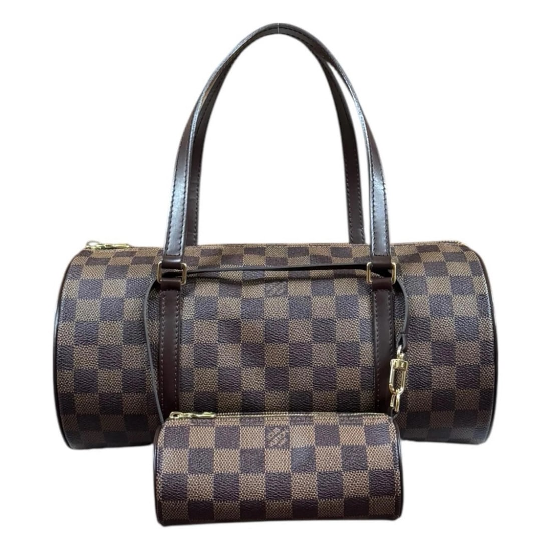 LOUIS VUITTON HANDBAG DAMIER CANVAS: LOUIS VUITTON Handbag Damier canvas Brand: LOUIS VUITTON Type: Handbag Material/Exterior Material: Damier canvas Color/Exterior Color: Brown Size: W11.8 x H5.7 x D5.7inch Handle:19.3inch 
