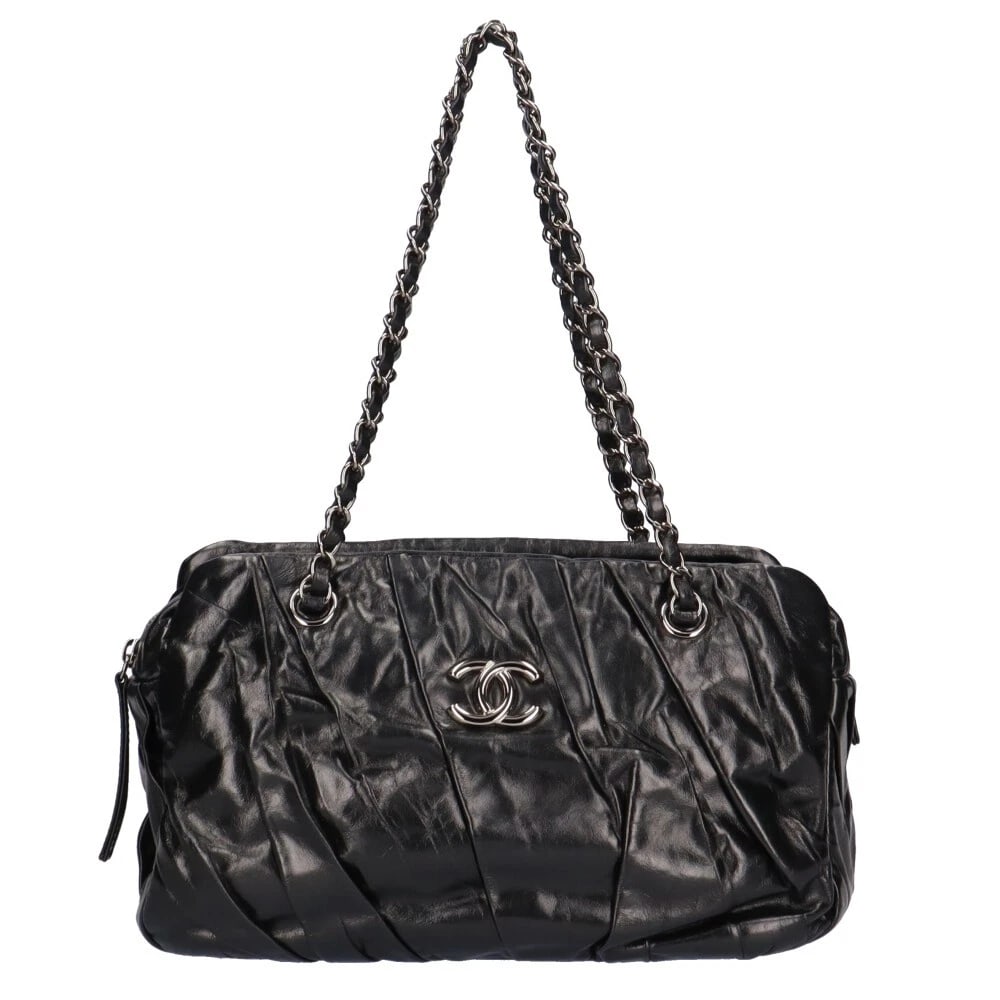 CHANEL SHOULDER BAG CALFSKIN CHAIN: CHANEL Shoulder Bag Calfskin Chain Brand: CHANEL Type: Shoulder Bag Material/Exterior Material: Calfskin Color/Exterior Color: black Size: W11.0 x H7.5 x D5.1inch Shoulder:20.9inch 