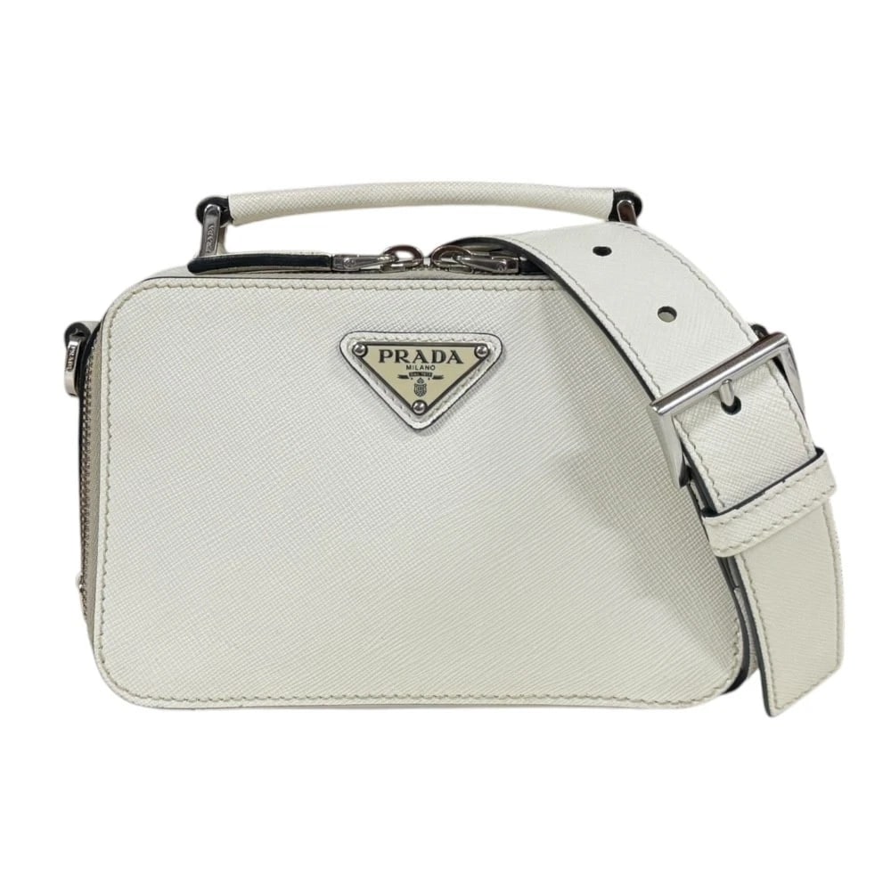 PRADA SHOULDER BAG CROSS BODY LEATHER 2WAY SAFIANO: PRADA Shoulder Bag Cross Body leather 2way Safiano Brand: PRADA Type: Shoulder Bag Material/Exterior Material: leather Color/Exterior Color: white Size: W6.9 x H4.7 x D2.2inch Handle:5.5inch