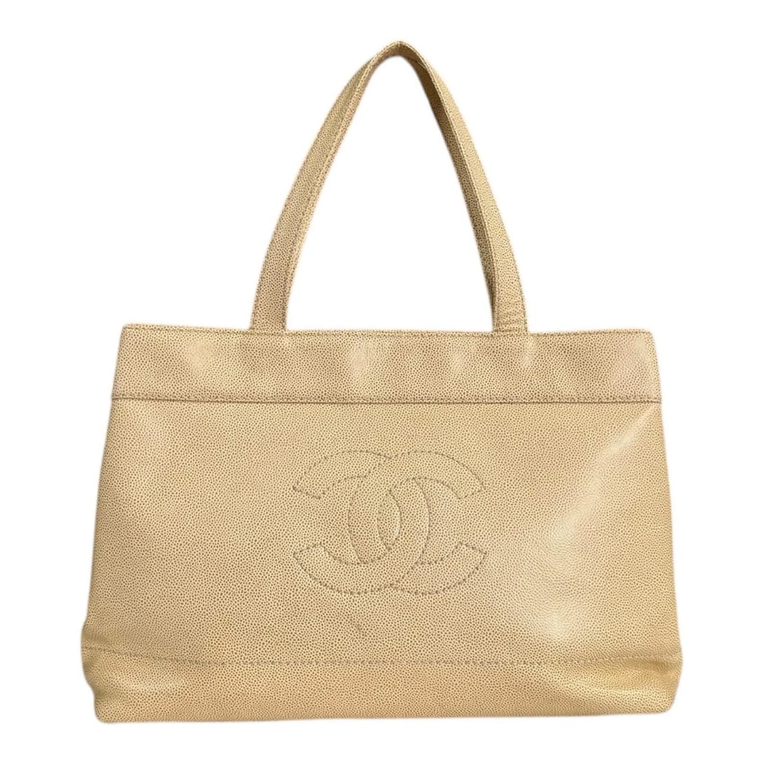 CHANEL TOTE BAG CAVIARSKIN: CHANEL Tote Bag Caviarskin Brand: CHANEL Type: Tote Bag Material/Exterior Material: Caviarskin Color/Exterior Color: beige Size: W15.4 x H11.0 x D3.9inch Shoulder:17.3inch Accessories: None