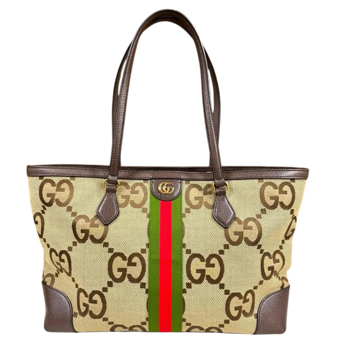 GUCCI TOTE BAG LEATHER: GUCCI Tote Bag leather Brand: GUCCI Type: Tote Bag Material/Exterior Material: leather Color/Exterior Color: beige / Brown Size: W14.6 x H10.2 x D5.1inch Shoulder:23.6inch Accessories: None