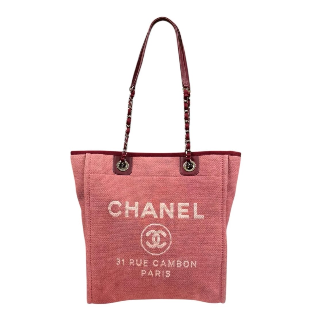 CHANEL SHOULDER BAG CANVAS DEAUVILLE PM: CHANEL Shoulder Bag canvas Deauville PM Brand: CHANEL Type: Shoulder Bag Material/Exterior Material: canvas Color/Exterior Color: Red Size: W11.4 x H13.4 x D5.5inch Shoulder:23.6inch 