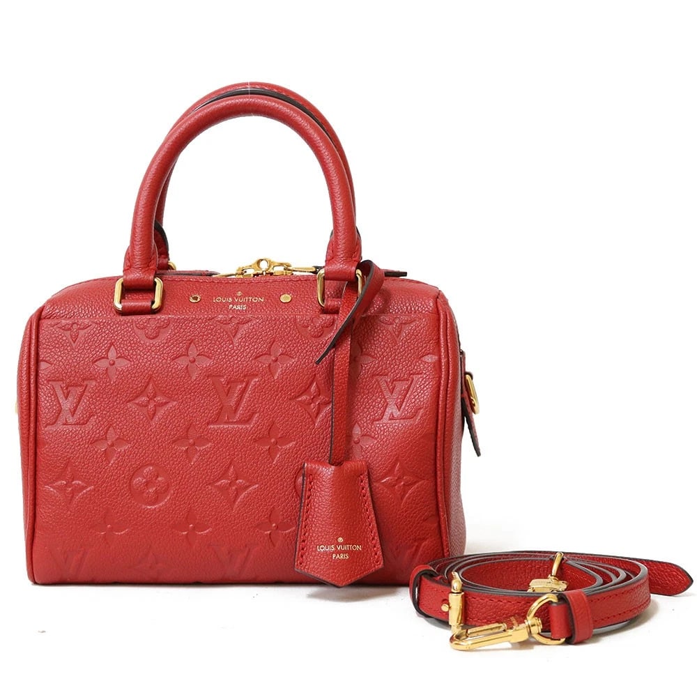 LOUIS VUITTON SPEEDY BANDOLIER SHOULDER BAG CROSS BODY: LOUIS VUITTON Speedy Bandolier Shoulder Bag Cross Body Brand: LOUIS VUITTON Type: Shoulder Bag Material/Exterior Material: Monogram grass leather Color/Exterior Color: Red / Slys Size: W7.9 x