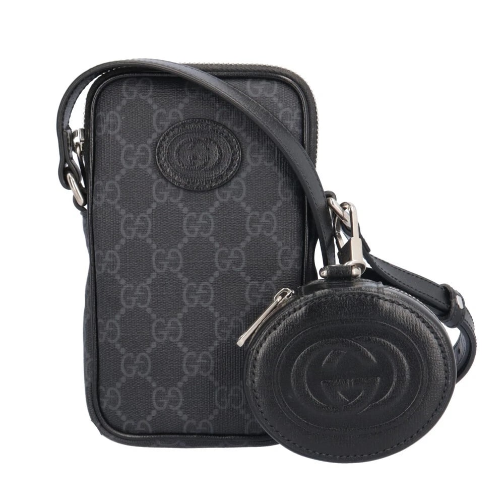 GUCCI SHOULDER BAG GG SUPREME: GUCCI Shoulder Bag GG Supreme Brand: GUCCI Type: Shoulder Bag Material/Exterior Material: GG Supreme Canvas Color/Exterior Color: black Size: W3.9 x H6.9 x D0.8inch Shoulder:38.6inch 