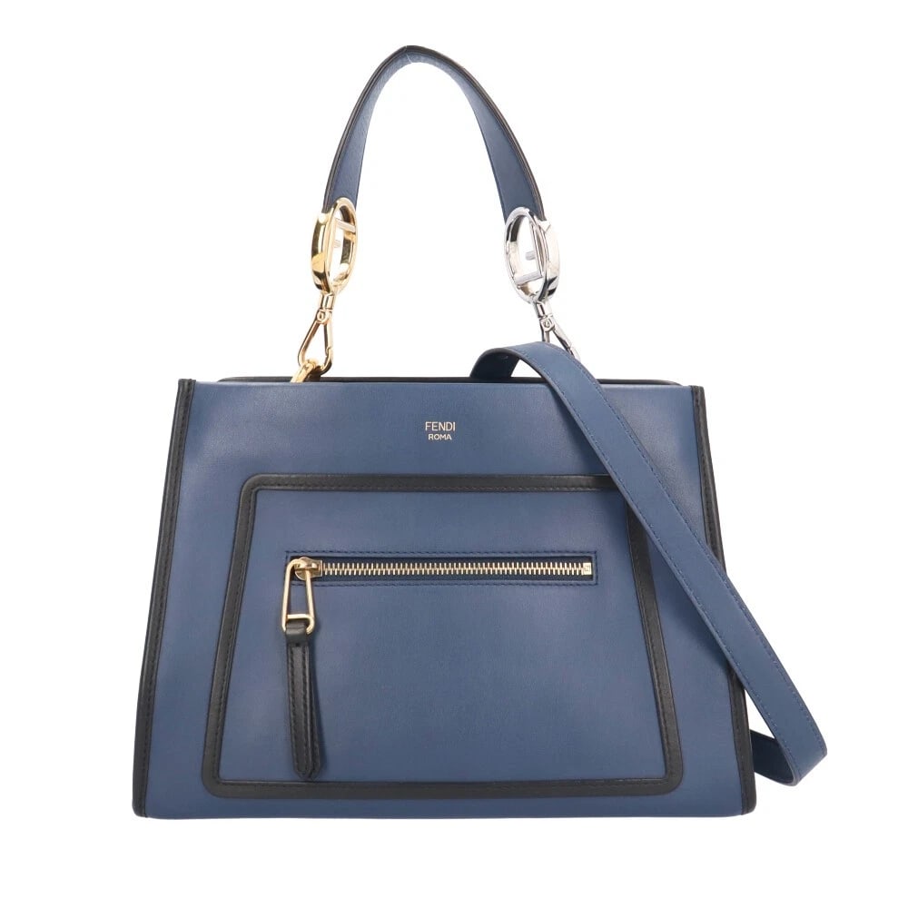 FENDI SHOULDER BAG LEATHER: FENDI Shoulder Bag leather Brand: FENDI Type: Shoulder Bag Material/Exterior Material: leather Color/Exterior Color: Navy Size: W9.8 x H7.9 x D5.5inch Handle:16.5inch Shoulder:0.0inch 