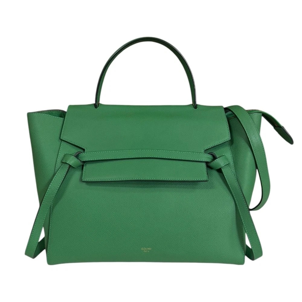 CELINE SHOULDER BAG LEATHER 2WAY BELT BAG MINI: CELINE Shoulder Bag leather 2WAY Belt bag mini Brand: CELINE Type: Shoulder Bag Material/Exterior Material: leather Color/Exterior Color: green Size: W11.0 x H9.4 x D6.7inch Handle:11.0inch Should