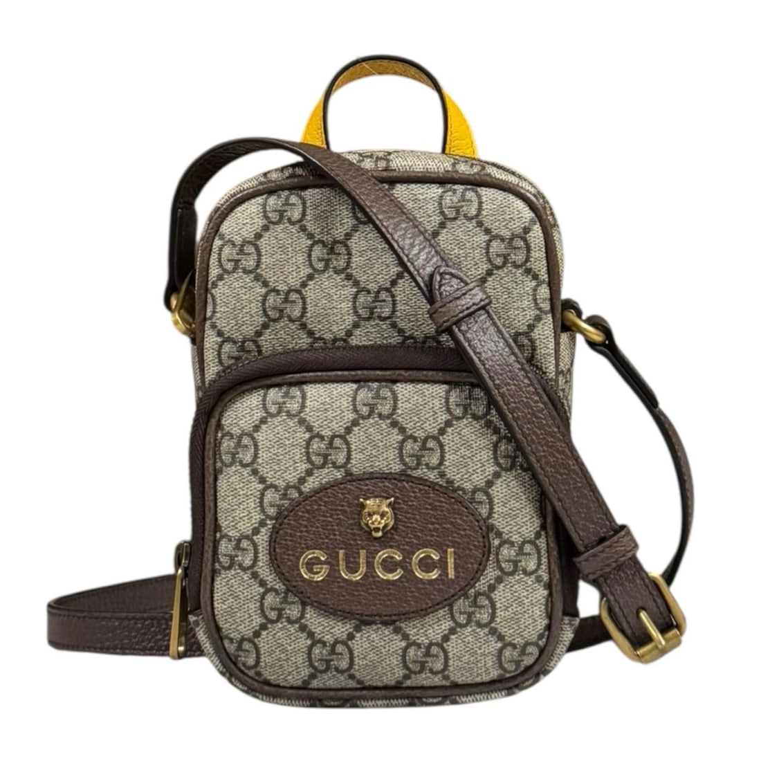 GUCCI SHOULDER BAG GG SUPREME CANVAS: GUCCI Shoulder Bag GG Supreme Canvas Brand: GUCCI Type: Shoulder Bag Material/Exterior Material: GG Supreme Canvas Color/Exterior Color: beige / Brown x yellow Size: W5.1 x H6.7 x D3.0inch