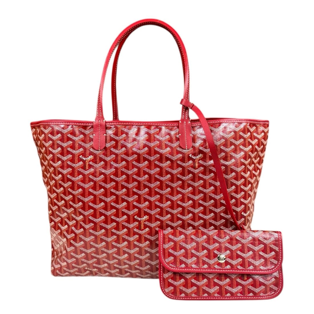 GOYARD TOTE BAG PVC COATED CANVAS SAINT LOUIS PM: GOYARD Tote Bag PVC coated canvas Saint Louis PM Brand: GOYARD Type: Tote Bag Material/Exterior Material: PVC coated canvas Color/Exterior Color: Red Size: W13.4 x H10.2 x D5.5inch