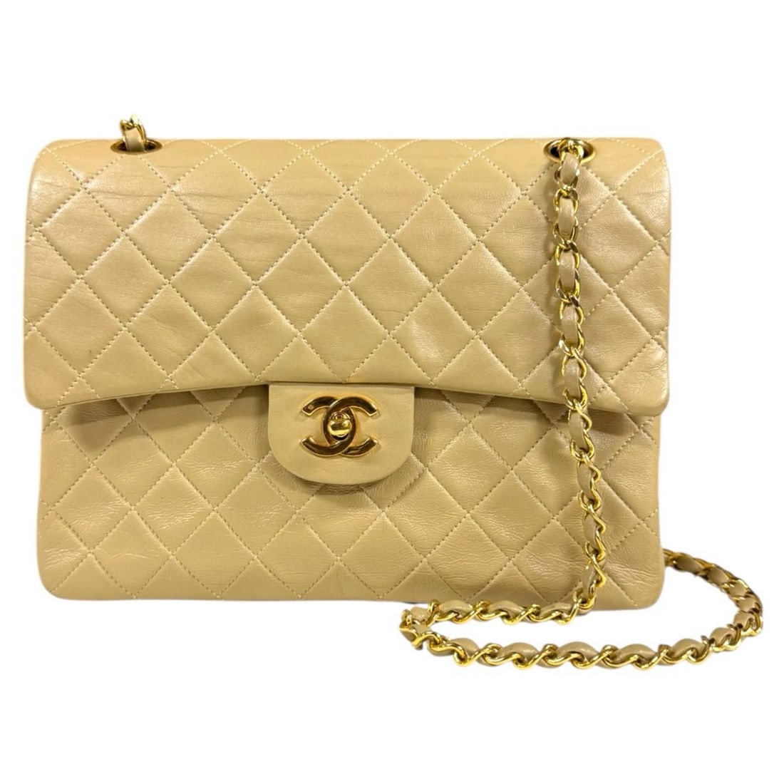 CHANEL SHOULDER BAG LAMBSKIN W FLAP W CHAINSHOULDER: CHANEL Shoulder Bag lambskin W flap W ChainShoulder Brand: CHANEL Type: Shoulder Bag Material/Exterior Material: lambskin Color/Exterior Color: beige Size: W10.2 x H7.3 x D3.1inch