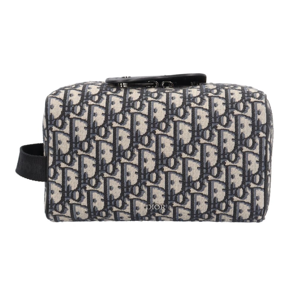 DIOR HANDBAG LEATHER RANGO TOILETRY CASE: Dior Handbag leather Rango Toiletry Case Brand: Dior Type: Handbag Material/Exterior Material: leather Color/Exterior Color: Navy / beige Size: W8.3 x H5.1 x D4.3inch Handle:5.5inch 