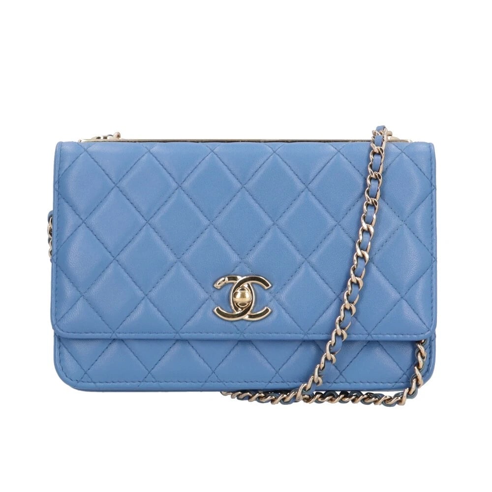 CHANEL SHOULDER BAG CROSS BODY LEATHER CHAIN WALLET MATRASSE: CHANEL Shoulder Bag Cross Body leather Chain wallet Matrasse Brand: CHANEL Type: Shoulder Bag Material/Exterior Material: leather Color/Exterior Color: blue Size: W7.5 x H4.7 x D1.4inch