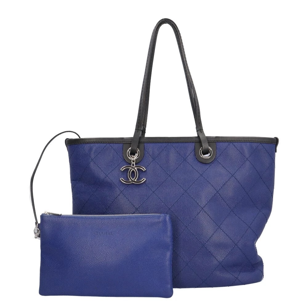 CHANEL TOTE BAG CAVIAR SKIN WILD STITCH COCO MARK: CHANEL Tote Bag Caviar skin Wild Stitch COCO Mark Brand: CHANEL Type: Tote Bag Material/Exterior Material: Caviarskin Color/Exterior Color: blue / black Size: W13.8 x H10.6 x D5.7inch