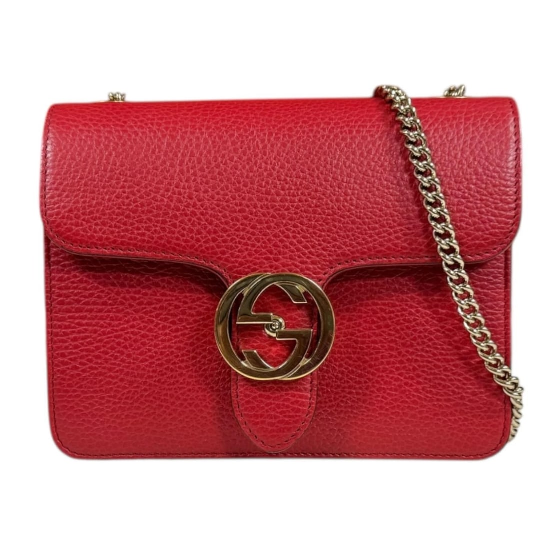 GUCCI SHOULDER BAG CROSS BODY LEATHER CHAIN: GUCCI Shoulder Bag Cross Body leather Chain Brand: GUCCI Type: Shoulder Bag Material/Exterior Material: leather Color/Exterior Color: Red Size: W7.7 x H5.5 x D3.1inch Shoulder:45.3inch 