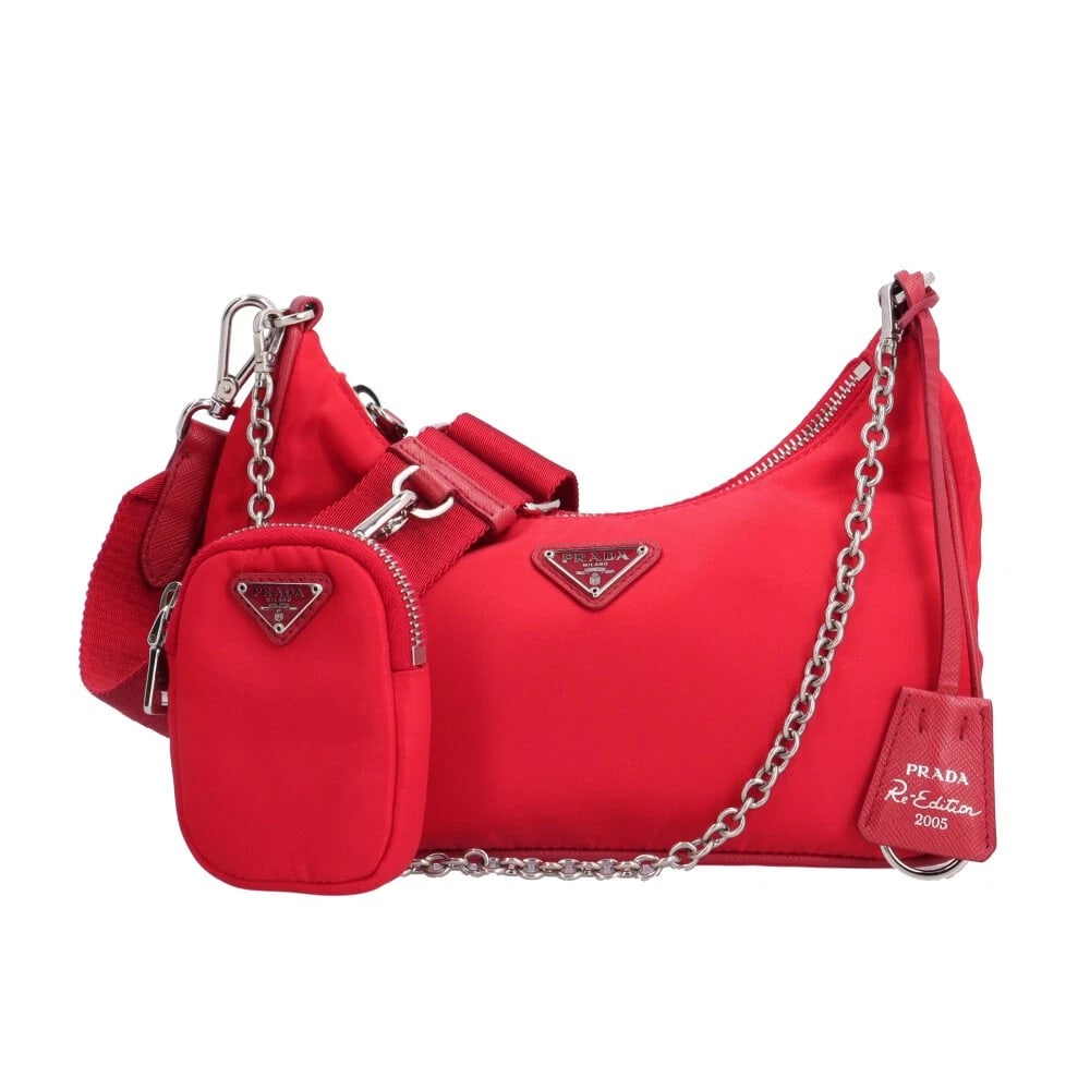 PRADA SHOULDER BAG CROSS BODY NYLON 2WAY: PRADA Shoulder Bag Cross Body Nylon 2WAY Brand: PRADA Type: Shoulder Bag Material/Exterior Material: Nylon Color/Exterior Color: Red Size: W8.7 x H6.5 x D2.4inch Handle:18.9inch