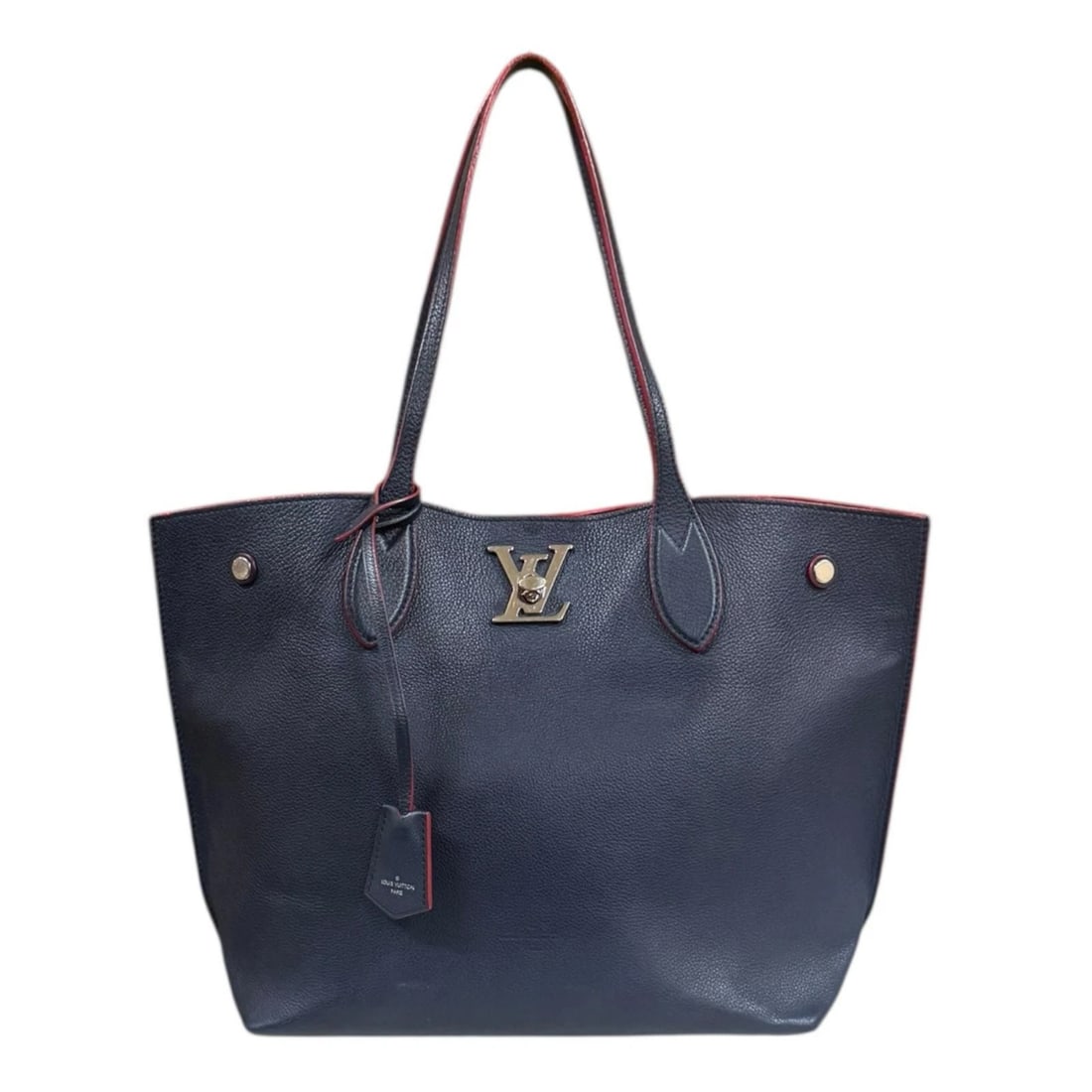 LOUIS VUITTON TOTE BAG LEATHER ROCK ME GO: LOUIS VUITTON Tote Bag leather Rock Me Go Brand: LOUIS VUITTON Type: Tote Bag Material/Exterior Material: leather Color/Exterior Color: Navy / Marine Rouge Size: W12.0 x H11.4 x D5.9inch