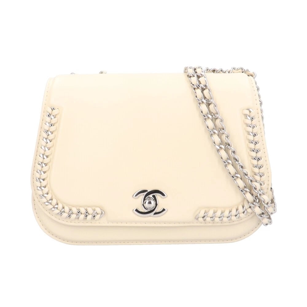 CHANEL SHOULDER BAG CROSS BODY: CHANEL Shoulder Bag Cross Body Brand: CHANEL Type: Shoulder Bag Material/Exterior Material: leather Color/Exterior Color: white / Ivory Size: W8.1 x H5.5 x D2.8inch Shoulder:23.8inch 