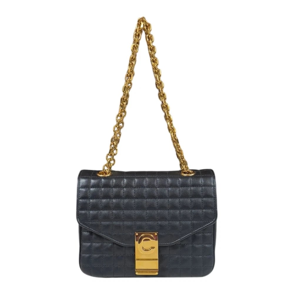CELINE SHOULDER BAG LEATHER: CELINE Shoulder Bag leather Brand: CELINE Type: Shoulder Bag Material/Exterior Material: leather Color/Exterior Color: black Size: W7.3 x H5.5 x D2.4inch Shoulder:16.5inch Accessories: None