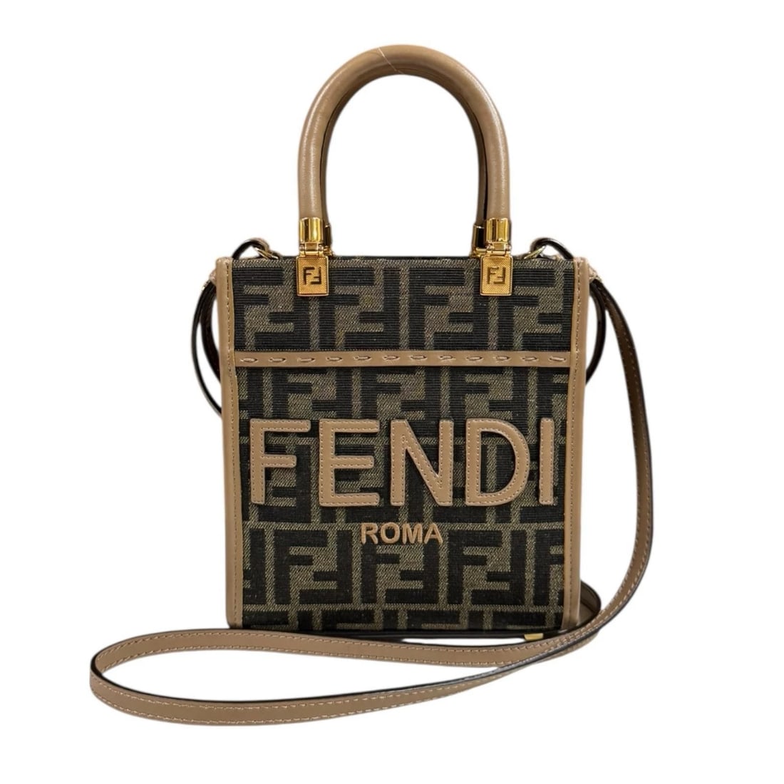 FENDI SHOULDER BAG CROSS BODY 2WAY: FENDI Shoulder Bag Cross Body 2way Brand: FENDI Type: Shoulder Bag Material/Exterior Material: Jacquard Fabric Color/Exterior Color: Brown / F1AOE Size: W6.3 x H6.9 x D2.4inch Handle:8.7inch