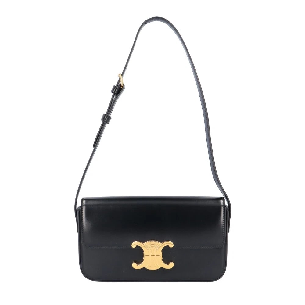 CELINE SHOULDER BAG LEATHER TRIOMPHE: CELINE Shoulder Bag leather Triomphe Brand: CELINE Type: Shoulder Bag Material/Exterior Material: leather Color/Exterior Color: black Size: W7.9 x H4.7 x D1.6inch Shoulder:0.0inch 