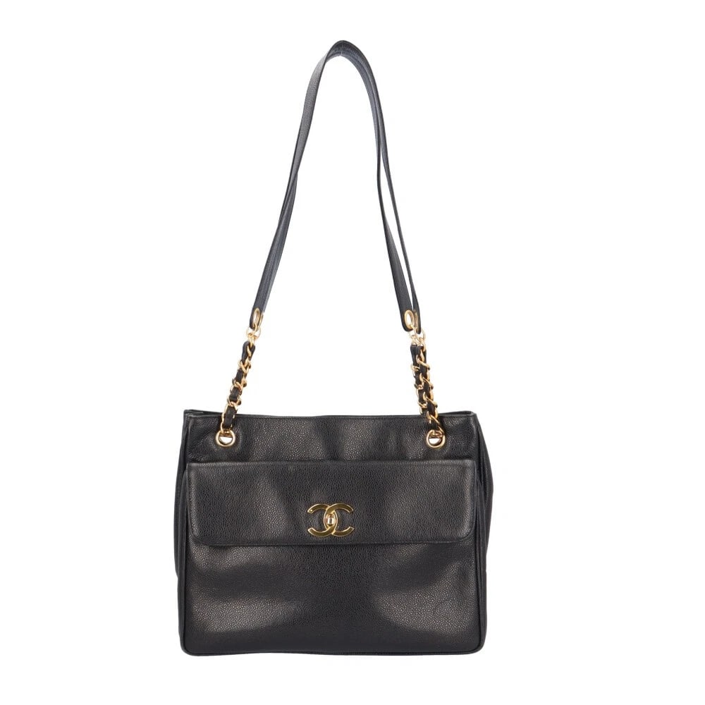CHANEL TOTE BAG CAVIARSKIN CHAIN COCO MARK: CHANEL Tote Bag Caviarskin Chain COCO Mark Brand: CHANEL Type: Tote Bag Material/Exterior Material: Caviarskin Color/Exterior Color: black Size: W12.6 x H9.8 x D3.1inch Shoulder:34.3inch Accessor