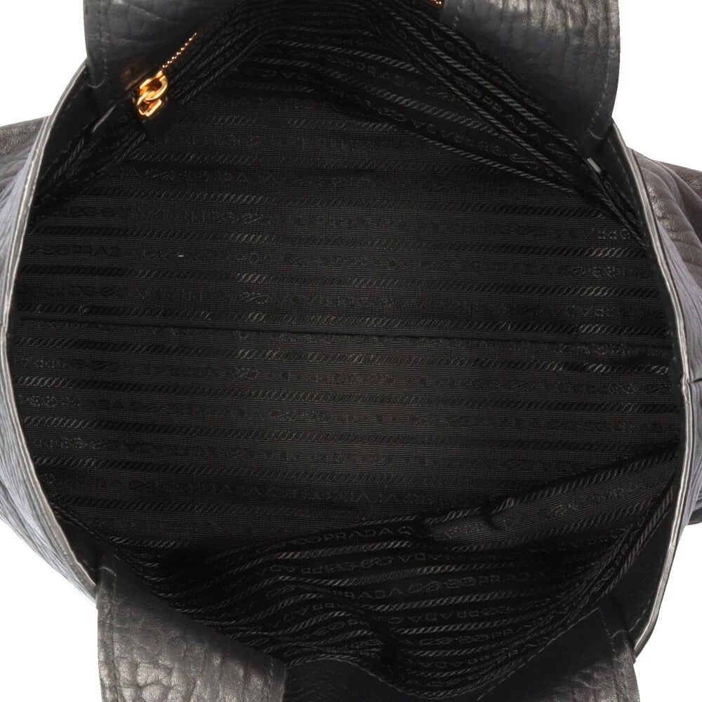 PRADA TOTE BAG LEATHER TRIANGLE LOGO - 5