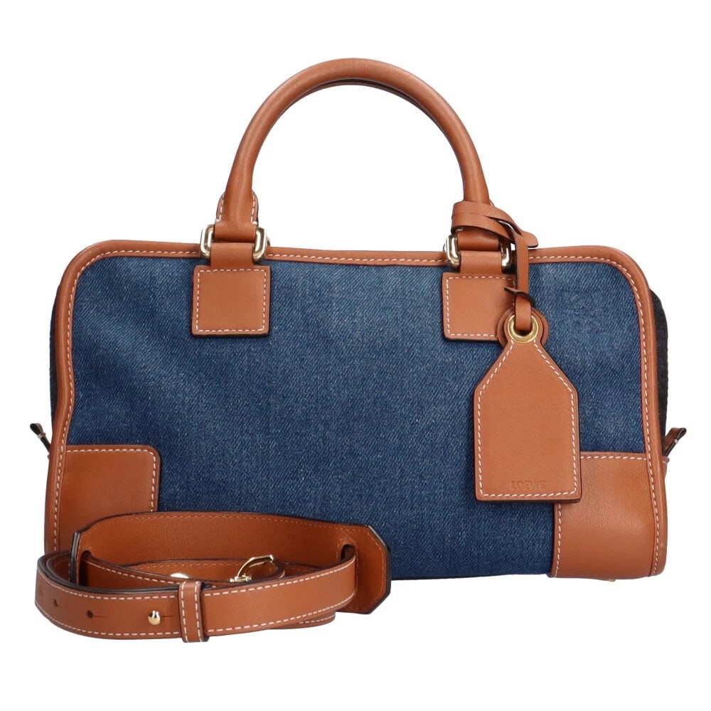 LOEWE SHOULDER BAG CROSS BODY DENIM 2WAY: LOEWE Shoulder Bag Cross Body denim 2way Brand: LOEWE Type: Shoulder Bag Material/Exterior Material: denim Color/Exterior Color: blue / Brown Size: W11.4 x H5.9 x D5.1inch Handle:9.1inch