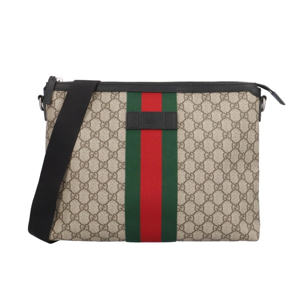 GUCCI SHOULDER BAG CROSS BODY GG SUPREME: GUCCI Shoulder Bag Cross Body GG Supreme Brand: GUCCI Type: Shoulder Bag Material/Exterior Material: GG Supreme Canvas Color/Exterior Color: beige / black Size: W13.4 x H9.8 x D2.0inch