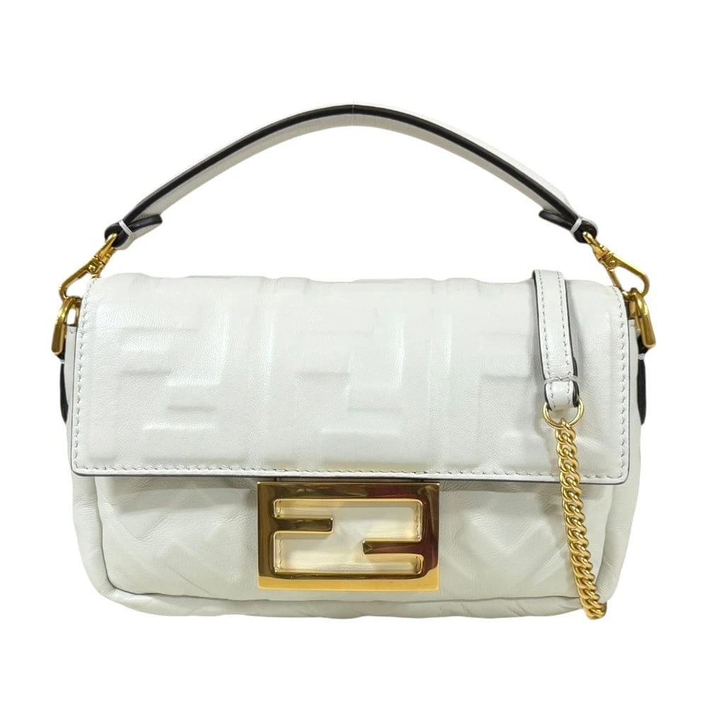 FENDI SHOULDER BAG CROSS BODY LEATHER: FENDI Shoulder Bag Cross Body leather Brand: FENDI Type: Shoulder Bag Material/Exterior Material: leather Color/Exterior Color: white Size: W7.9 x H4.7 x D2.0inch Handle:9.8inch