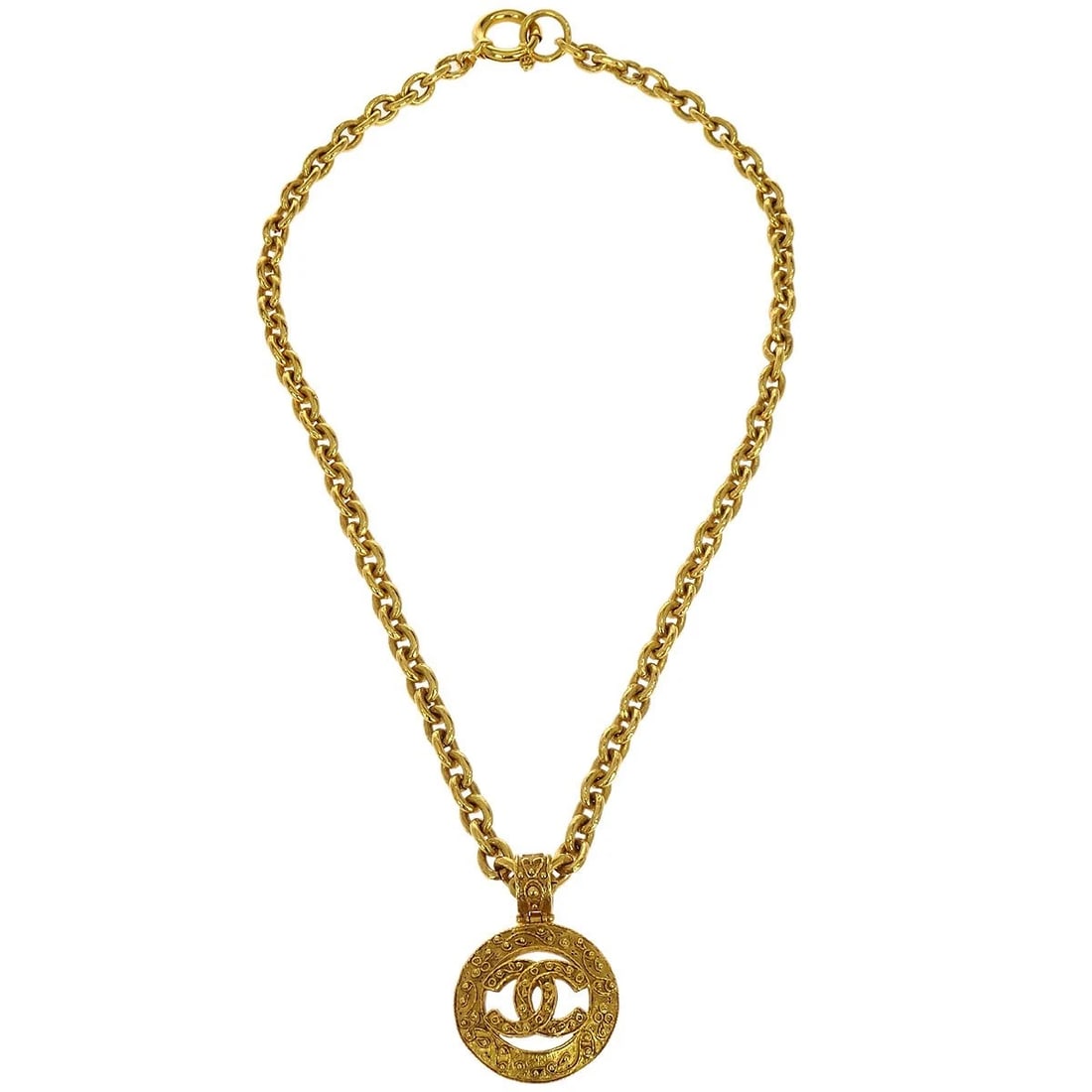 CHANEL MEDALLION GOLD CHAIN PENDANT NECKLACE (1 of 3)