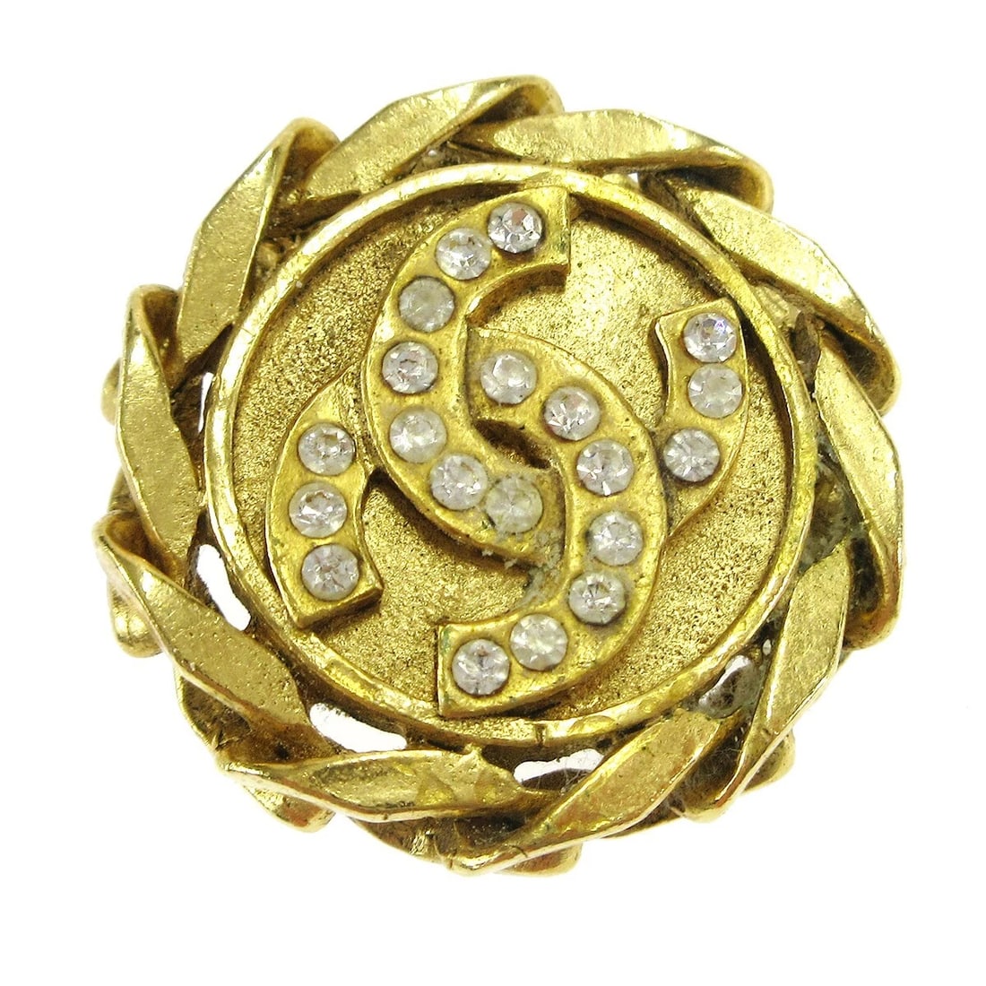 CHANEL RHINESTONE BUTTON EARRINGS - 3