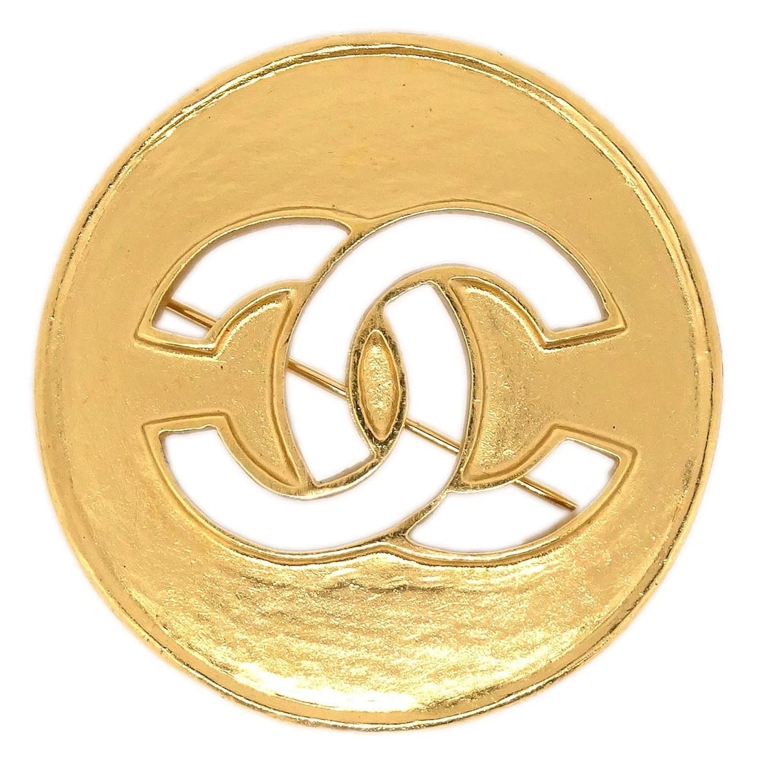 CHANEL MEDALLION BROOCH PIN GOLD: Chanel Medallion Brooch Pin Gold Brand: Chanel Type/Style: Brooch Material: Gold Plated, Color: Gold Size: Diameter : 4.0 cm Accessories: None Accessories Notice: When purchasing pre-owned